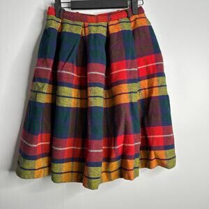 Peerless Sportswear vintage mini high waisted circle‎ plaid wool skirt